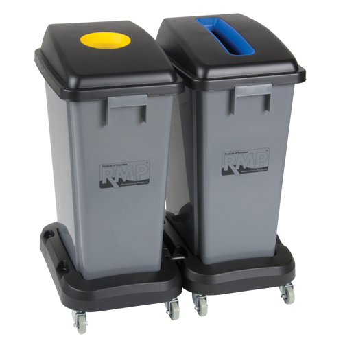 JH483 Recycling & Waste Receptacle Dolly, Polypropylene, Black, Fits: 17-1/4" x 12-1/2"
