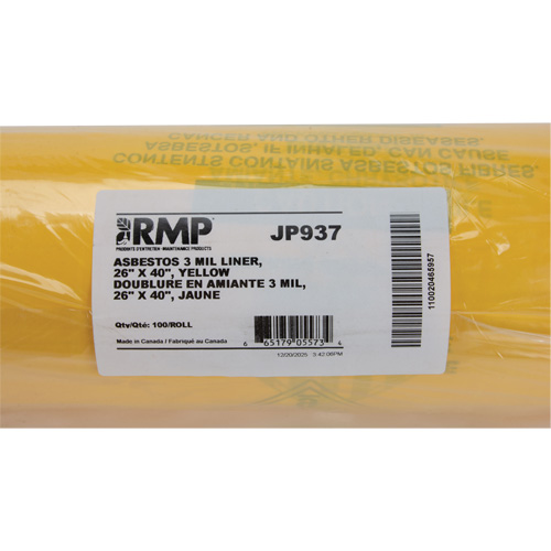 JP937 Hazardous Waste Liners, Asbestos, 40" L x 26" W, 3 mils
