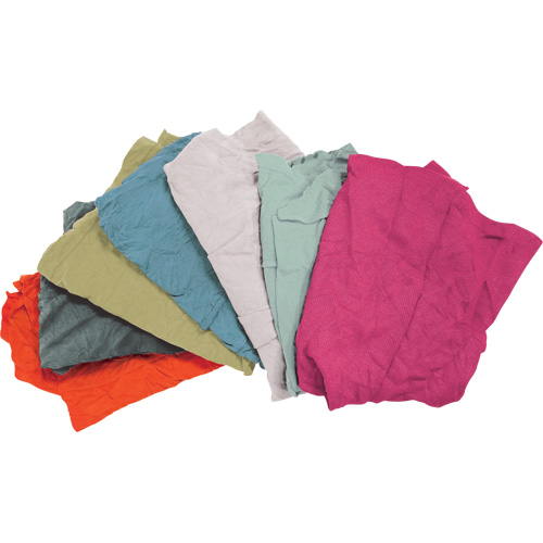 JQ112 Recycled Material Wiping Rags, Terrycloth, Mix Colours, 25 lbs.