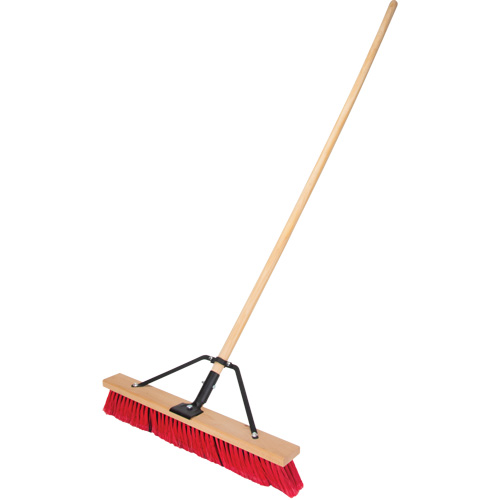 JQ458 Push Broom with Braced Handle, 24", Medium, PVC Bristles