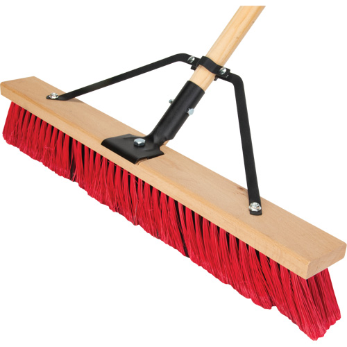 JQ458 Push Broom with Braced Handle, 24", Medium, PVC Bristles