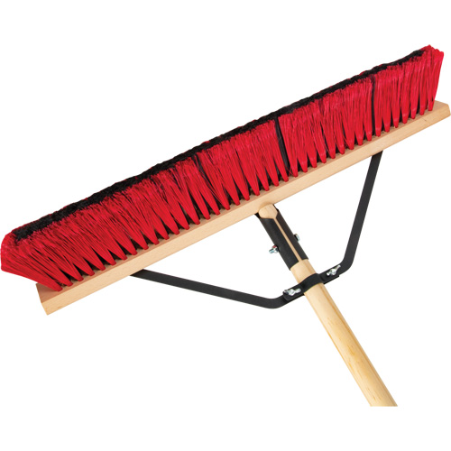 JQ458 Push Broom with Braced Handle, 24", Medium, PVC Bristles