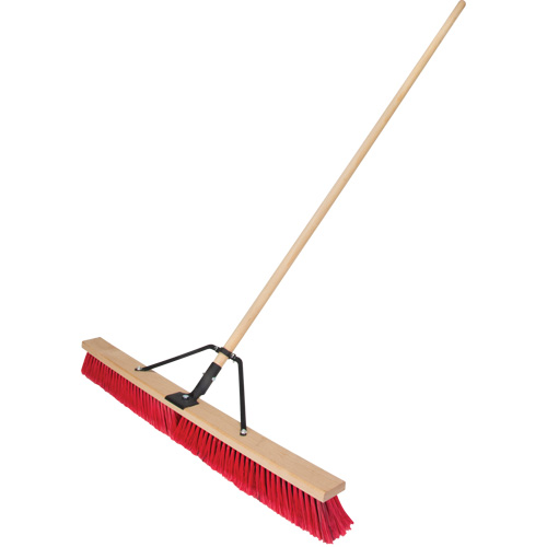 JQ459 Push Broom with Braced Handle, 36", Medium, PVC Bristles