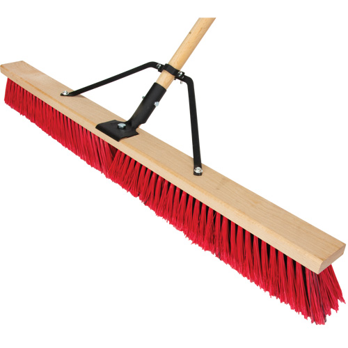 JQ459 Push Broom with Braced Handle, 36", Medium, PVC Bristles