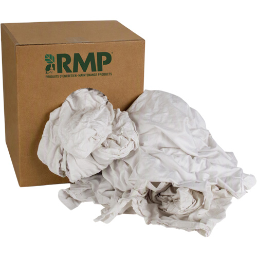 JQ782 Chiffons recycl&eacute;s, Coton, Blanc, 10 lb