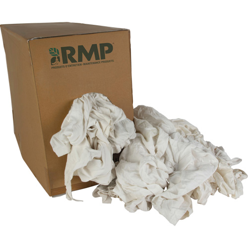 JQ783 Chiffons recycl&eacute;s, Coton, Blanc, 20 lb
