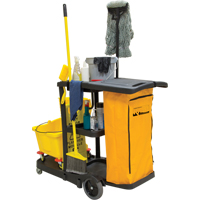 Janitor Cleaning Cart, 51" x 20" x 38", Plastic, Black JG813 | RMP Maintenance