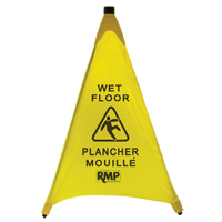 Cône de sécurité à déploiement pour plancher mouillé, Bilingue avec pictogramme JI455 | RMP Maintenance
