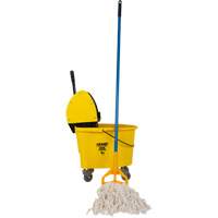 JR084 Ensemble abordable de vadrouille et seau avec t&ecirc;te de vadrouille de 12 oz, Pression vers le bas, 8,75 gal. US (35 pintes), Jaune